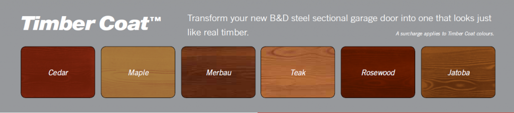 Timber colours for B&D garage doors